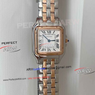 Swiss Quartz Cartier Panthere Large Size Two tone Rose Gold White Roman Replica Watch